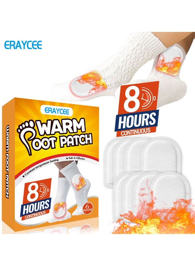 ERAYCEE Warm Foot Patch, 6PCS Foot Heating Patch, Up To 8 Hours Of Heat Long Lasting, Adhesive And Safe Heat Patch, Feet Warmers For Outdoor Activities Skiing Hiking, Heating Winter For On-The-Go Warmth, Warmer - Image 1